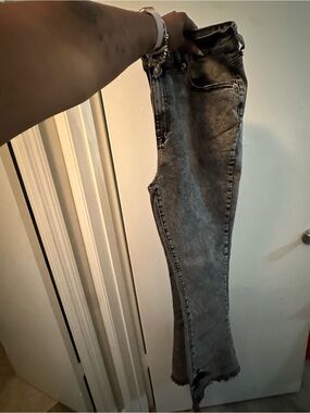 Fashion Nova Gray Acid-Wash Ankle Jeans